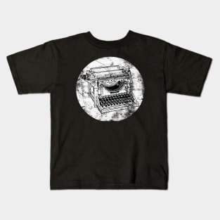 DISTRESSED VINTAGE TYPEWRITER WHITE Kids T-Shirt